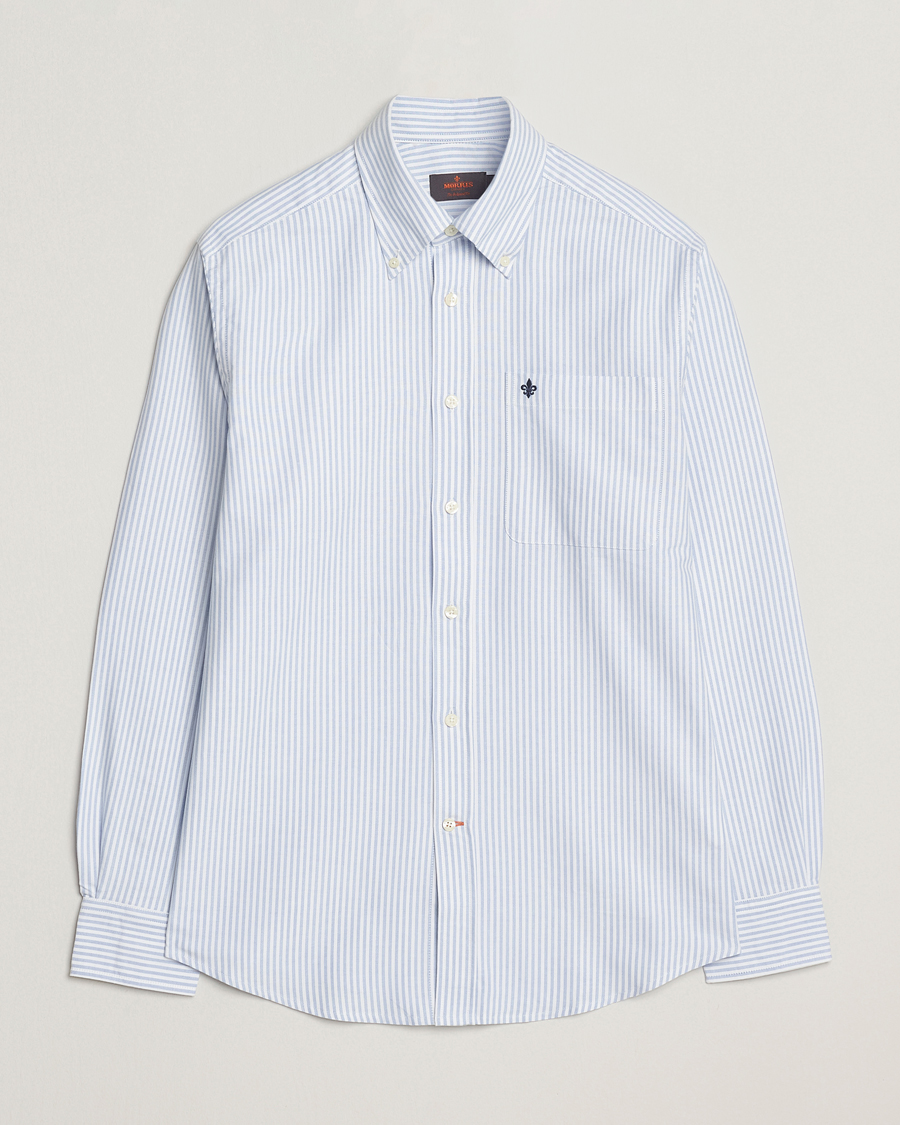 Hombres | Camisas | Morris | Club Oxford Striped Pocket Shirt Blue