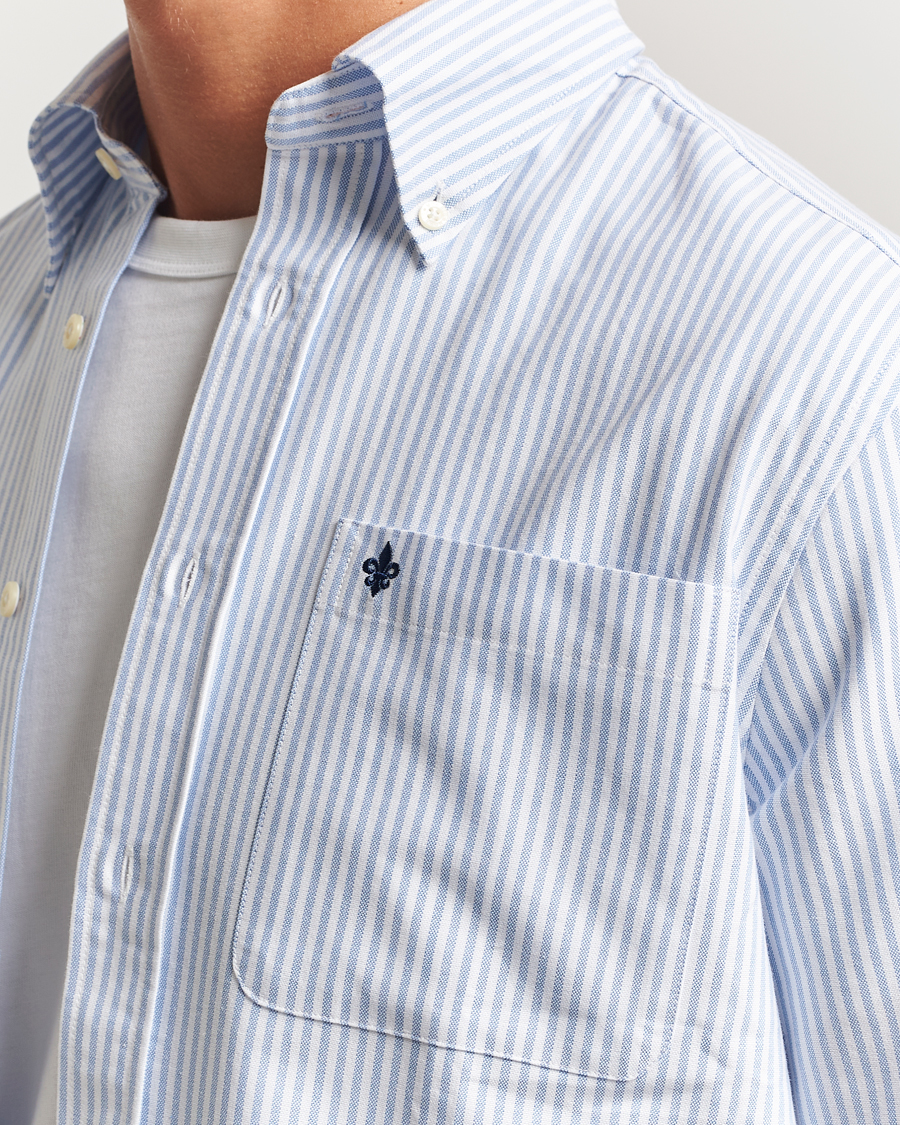 Hombres | Camisas | Morris | Club Oxford Striped Pocket Shirt Blue