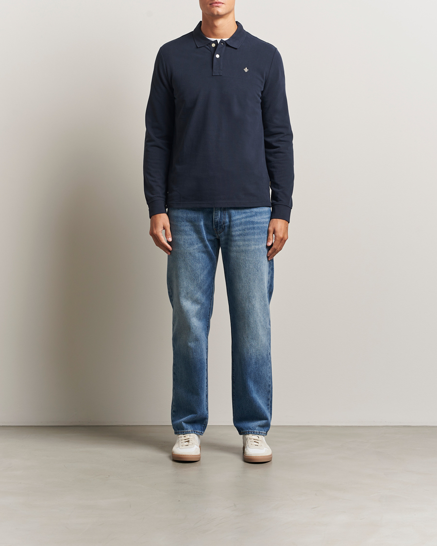 Hombres | Jerséis y prendas de punto | Morris | Camden Long Sleeve Polo Shirt Navy