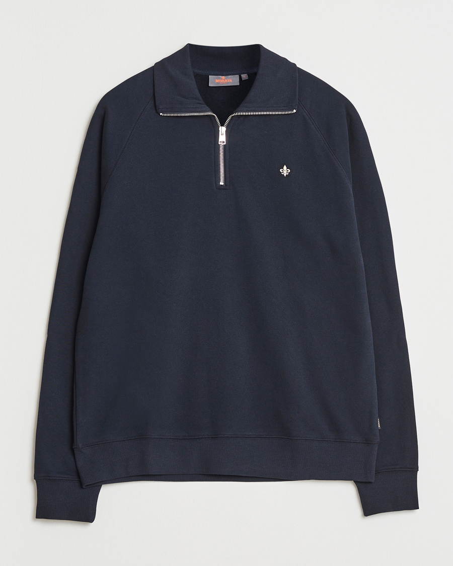 Hombres | Jerséis y prendas de punto | Morris | Maryon Half Zip Sweatshirt Old Blue