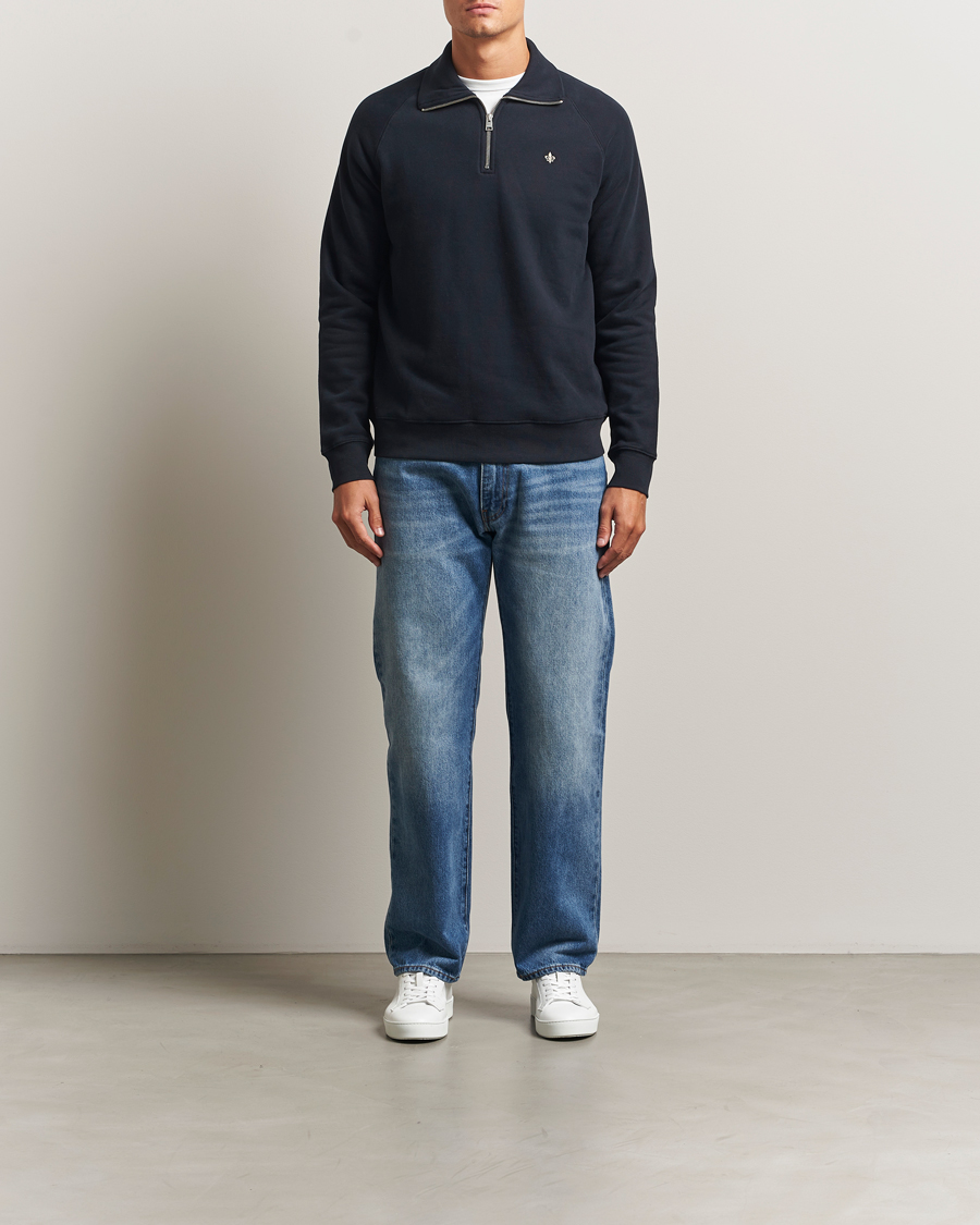 Hombres | Jerséis y prendas de punto | Morris | Maryon Half Zip Sweatshirt Old Blue