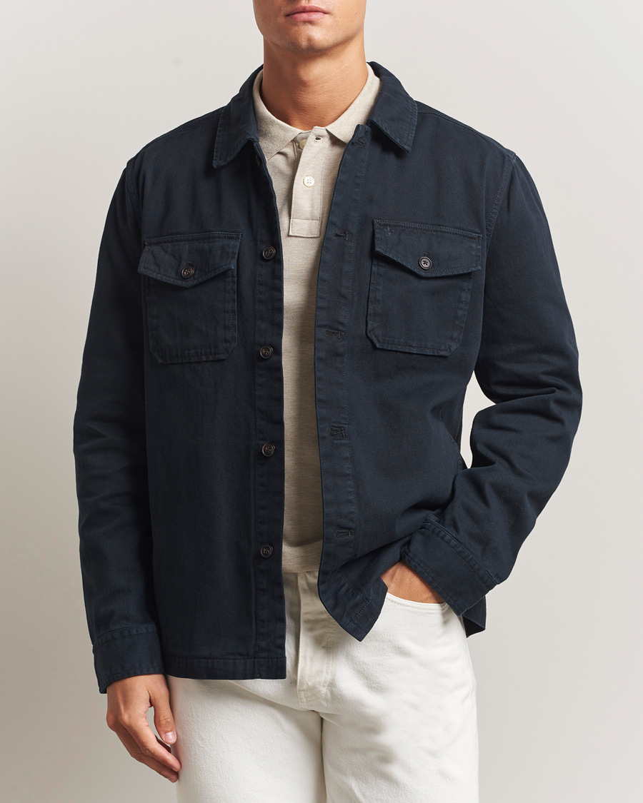 Hombres | Camisas | Morris | Alain Twill Shirt Jacket Old Blue