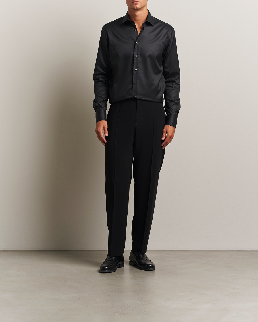 Hombres | Camisas | Stenströms | Regular Fit Shirt Black