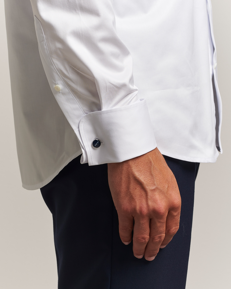 Hombres | Camisas | Stenströms | Regular Fit Cotton Twill Double Cuff Shirt White