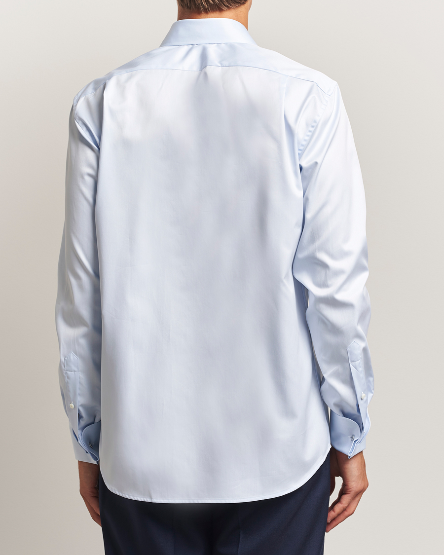 Hombres | Camisas | Stenströms | Regular Fit Cotton Twill Double Cuff Shirt Blue