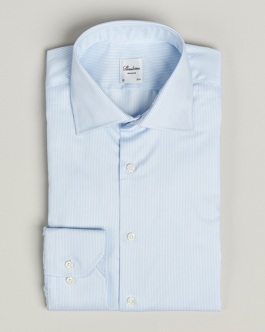 Hombres | Camisas | Stenströms | Regular Fit Thin Stripe Shirt White/Blue