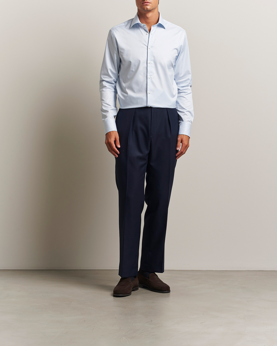 Hombres | Camisas | Stenströms | Regular Fit Thin Stripe Shirt White/Blue