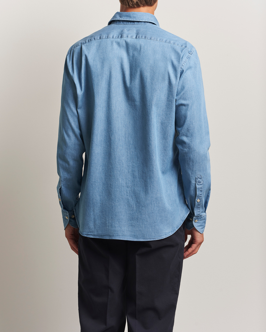 Hombres | Camisas | Stenströms | Regular Fit Garment Washed Shirt Light Denim