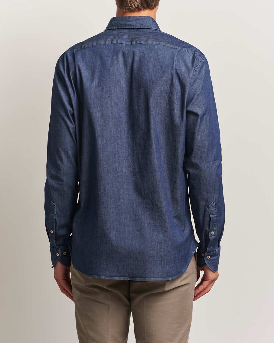 Hombres | Camisas | Stenströms | Regular Fit Garment Washed Shirt Dark Denim