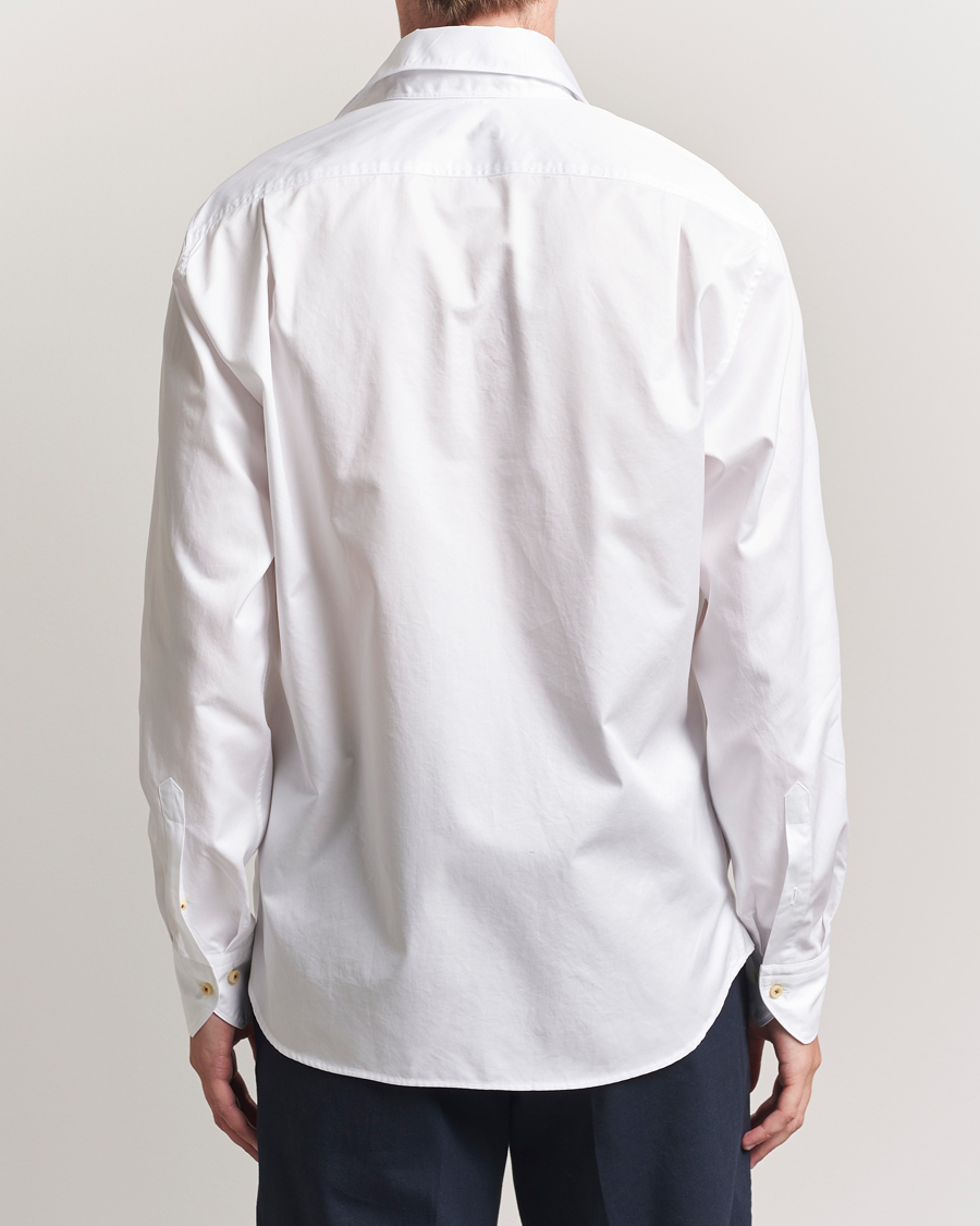 Hombres | Camisas | Stenströms | Regular Fit Washed Cotton Plain Shirt White