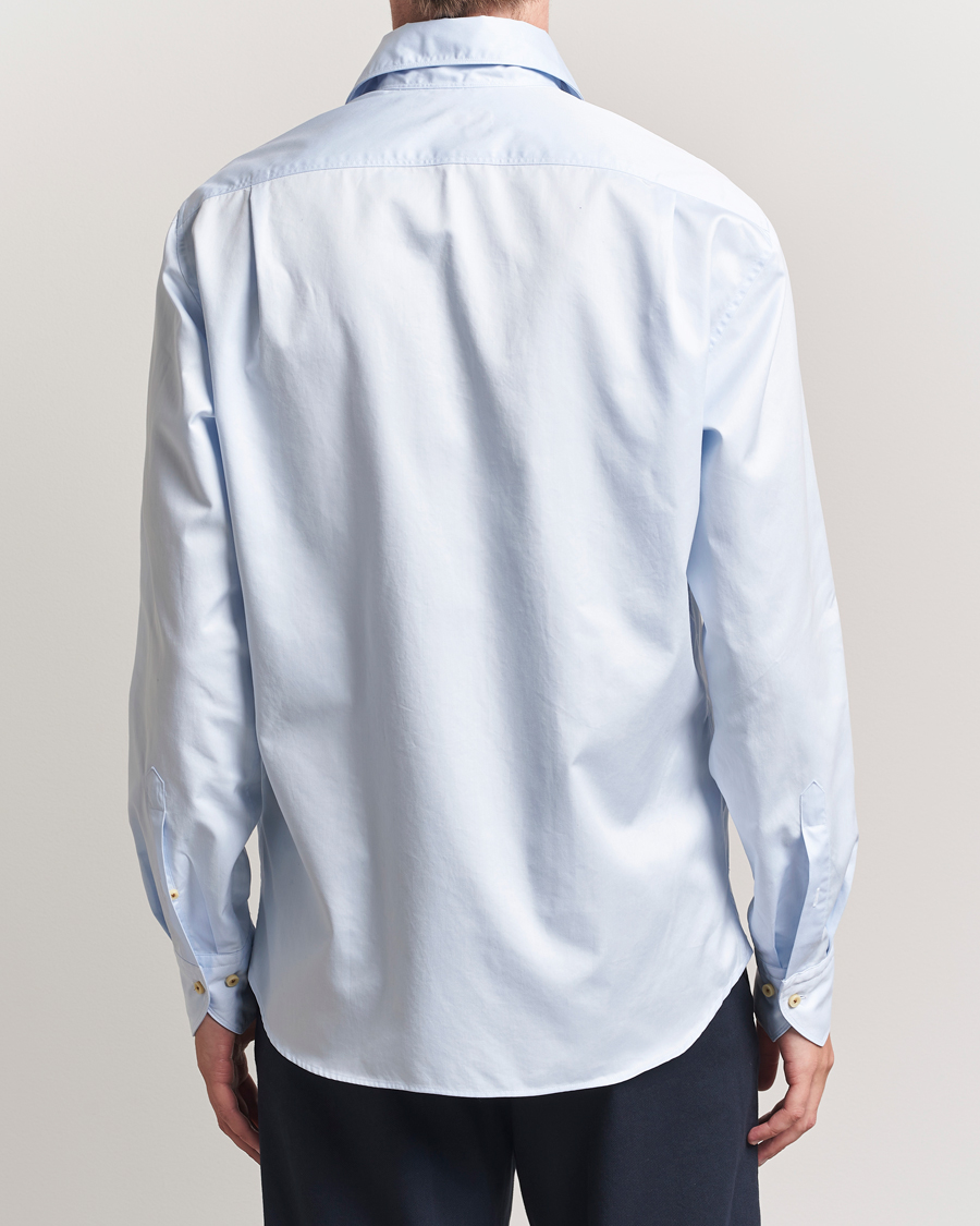 Hombres | Camisas | Stenströms | Regular Fit Washed Cotton Plain Shirt Light Blue
