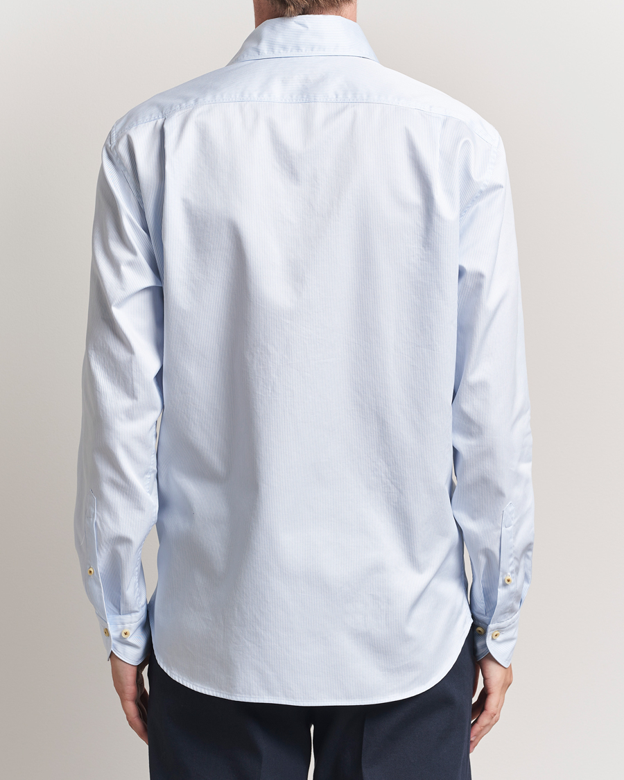 Hombres | Camisas | Stenströms | Regular Fit Pinstriped Casual Shirt Light Blue