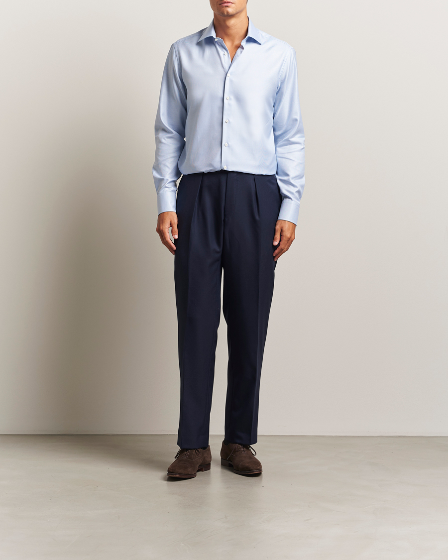 Hombres | Camisas | Stenströms | Regular Fit Houndstooth Shirt Blue
