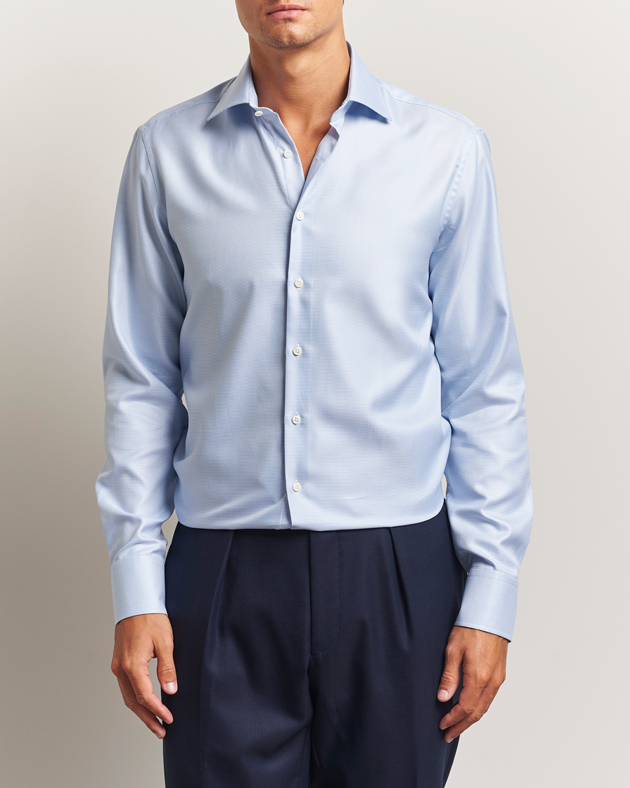Hombres | Camisas | Stenströms | Regular Fit Houndstooth Shirt Blue