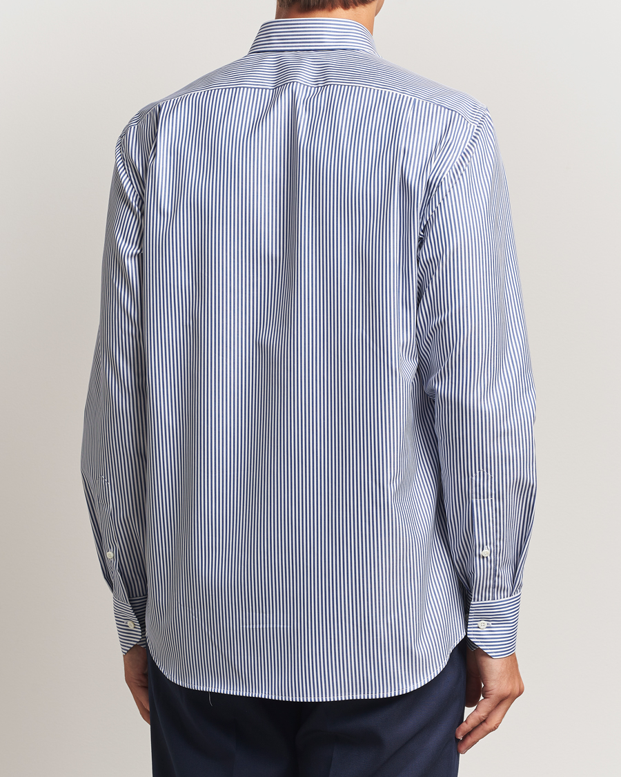 Hombres | Camisas | Stenströms | Regular Fit Striped Cut Away Shirt White/Blue