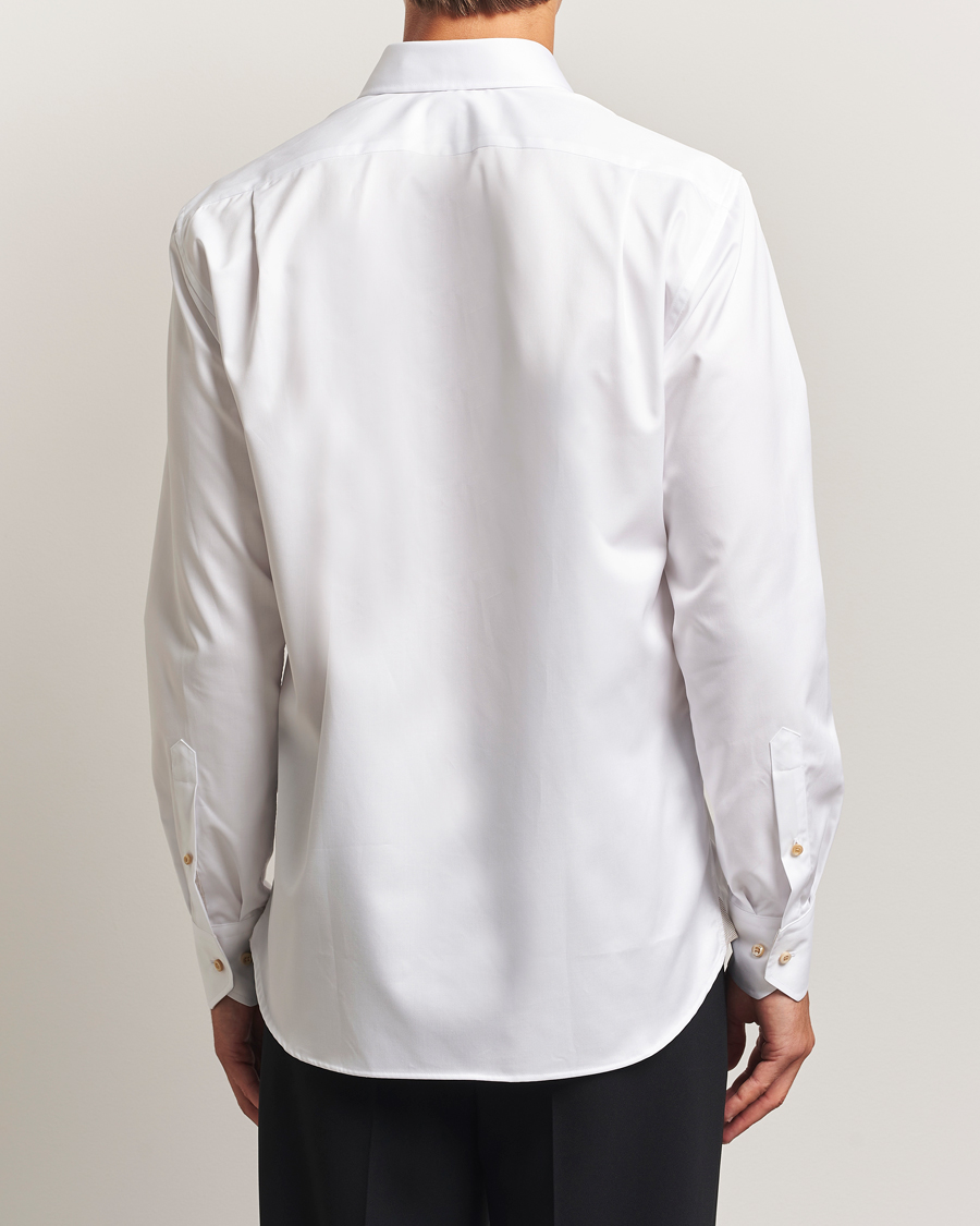 Hombres | Camisas | Stenströms | Regular Fit Contrast Cotton Shirt White