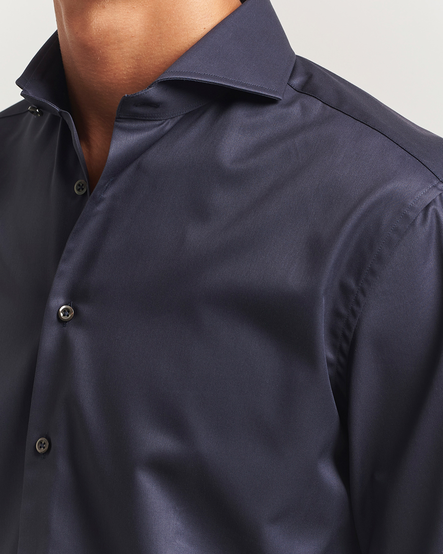 Hombres | Camisas | Stenströms | Regular Fit Extreme Cut Away Shirt Navy