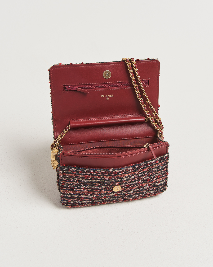 Hombres | Pre-Owned & Vintage Bags | Chanel Pre-Owned | Tweed Wallet On Chain Red