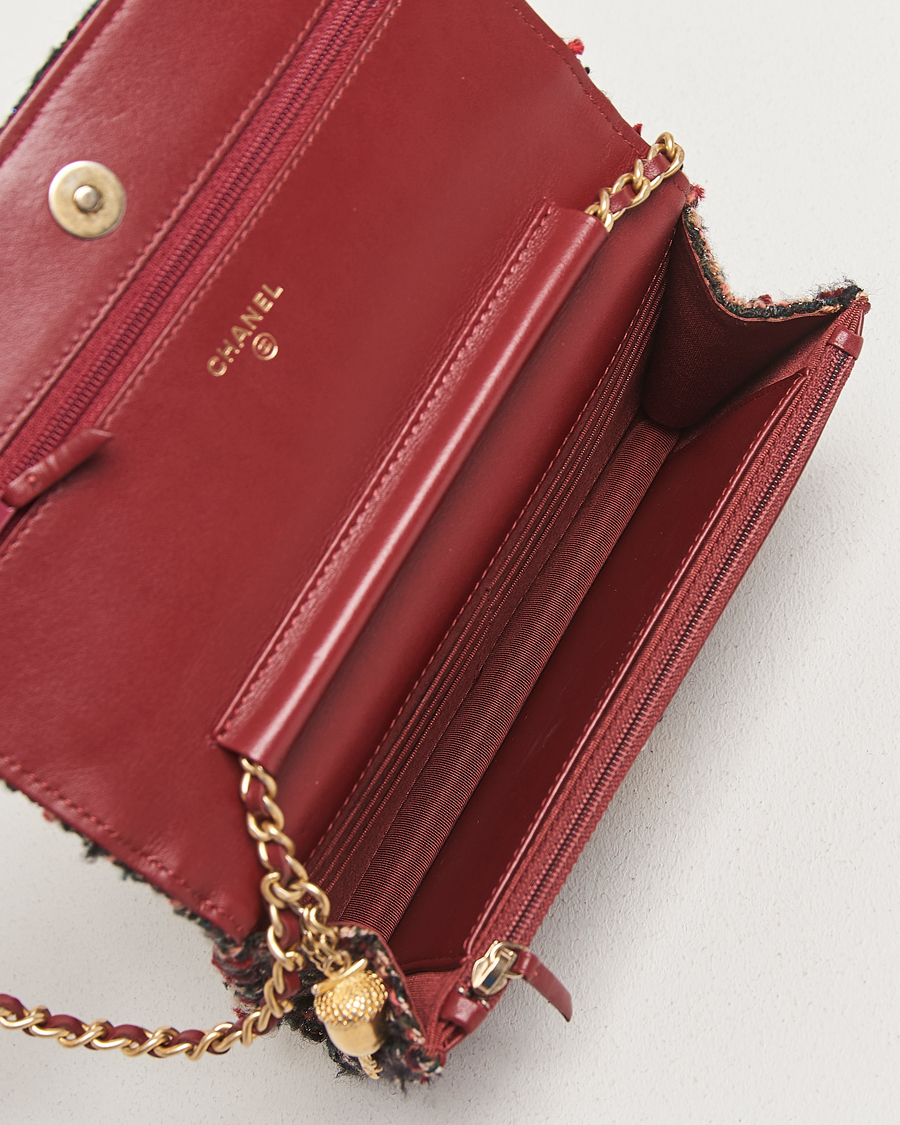 Hombres | Pre-Owned & Vintage Bags | Chanel Pre-Owned | Tweed Wallet On Chain Red