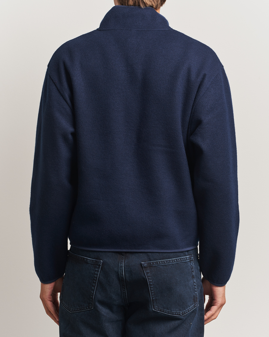 Hombres | Jerséis y prendas de punto | Sunflower | Wool Half Zip Navy
