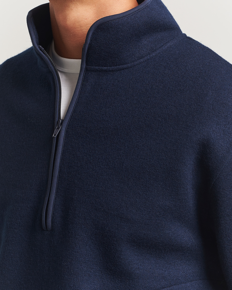 Hombres | Jerséis y prendas de punto | Sunflower | Wool Half Zip Navy