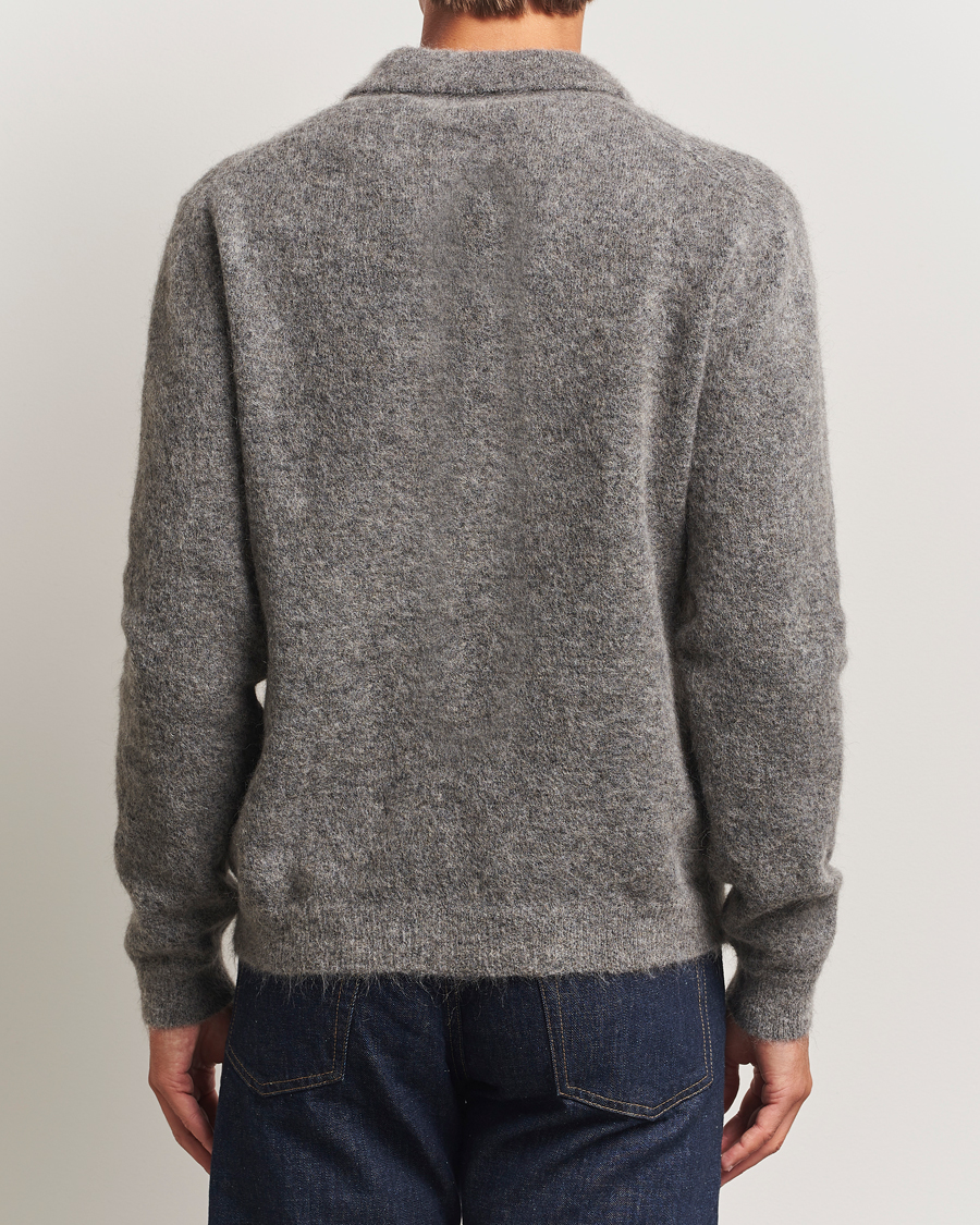 Hombres | Jerséis y prendas de punto | Sunflower | Mohair Knitted Polo Grey Melange