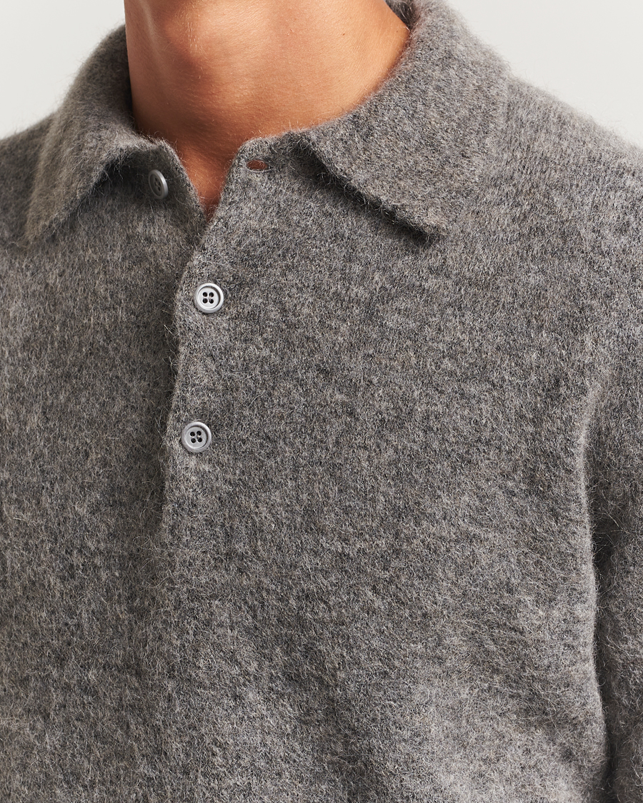 Hombres | Jerséis y prendas de punto | Sunflower | Mohair Knitted Polo Grey Melange