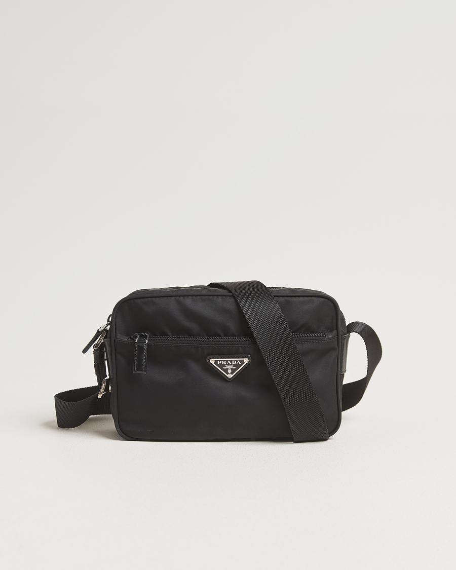 Hombres | Prada Pre-Owned Tessuto Nylon Leather Shoulder Bag Black | Prada Pre-Owned | Tessuto Nylon Leather Shoulder Bag Black