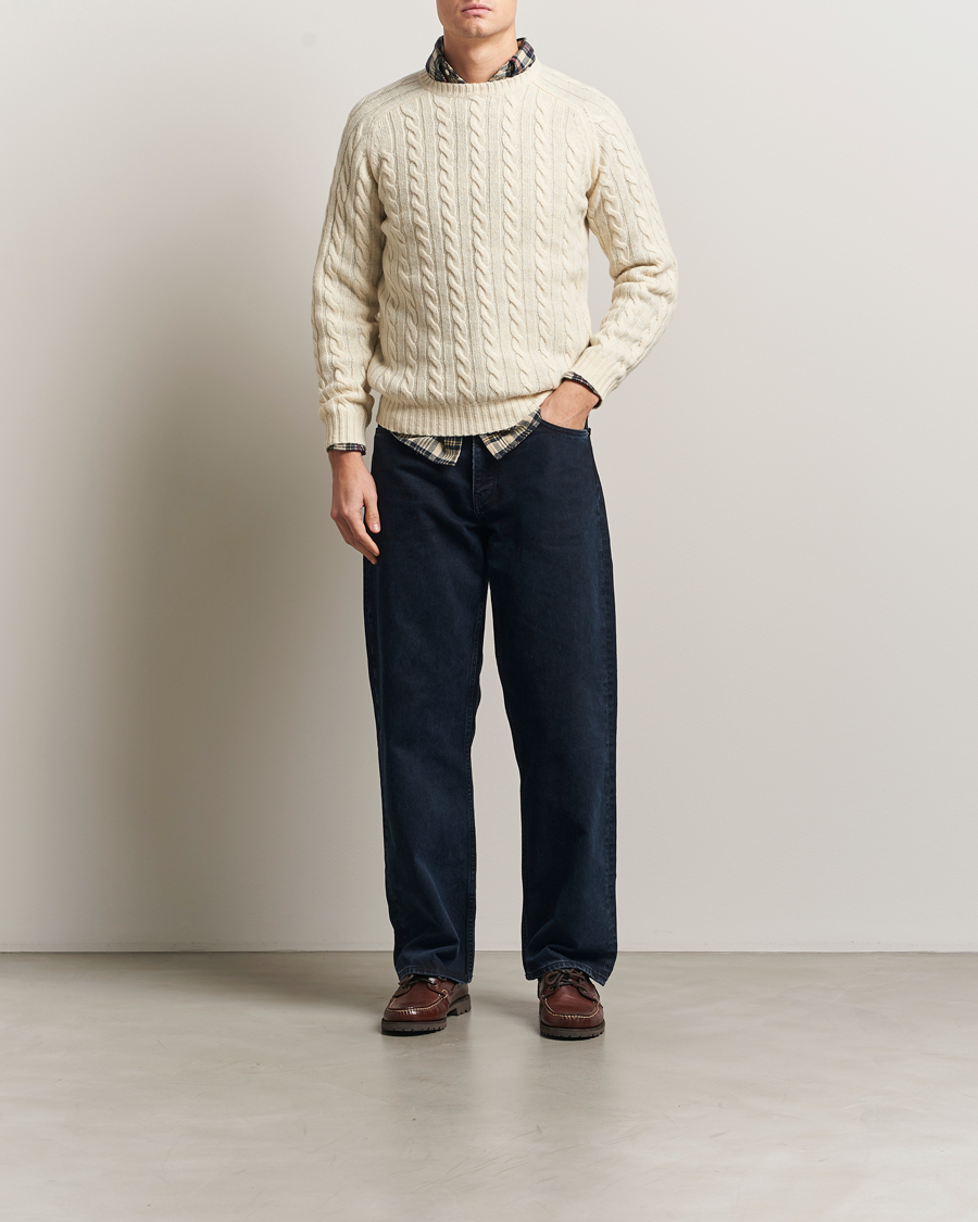 Hombres | Jerséis y prendas de punto | BEAMS PLUS | Cable Crew Neck Sweater Off White