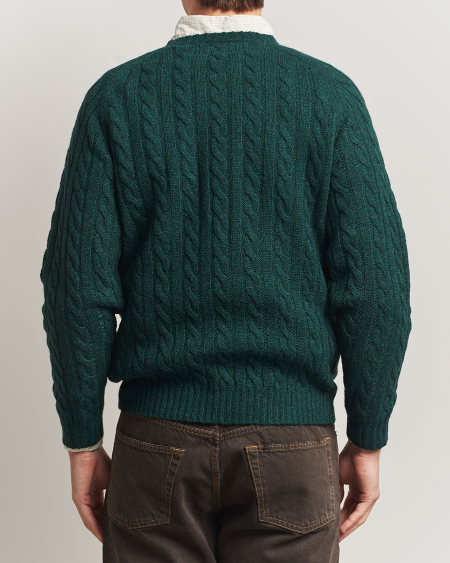 Hombres | Jerséis y prendas de punto | BEAMS PLUS | Cable Crew Neck Sweater Bottle Green