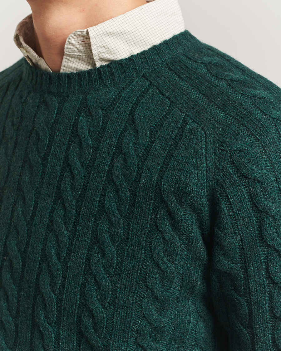 Hombres | Jerséis y prendas de punto | BEAMS PLUS | Cable Crew Neck Sweater Bottle Green