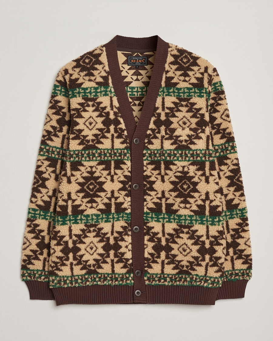 Hombres | Jerséis y prendas de punto | BEAMS PLUS | Boa Fleece Cardigan Brown