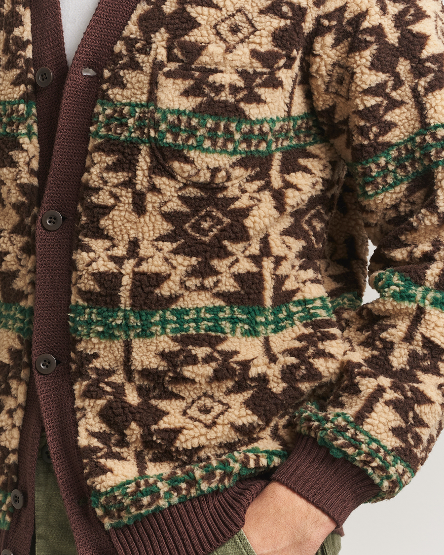 Hombres | Jerséis y prendas de punto | BEAMS PLUS | Boa Fleece Cardigan Brown