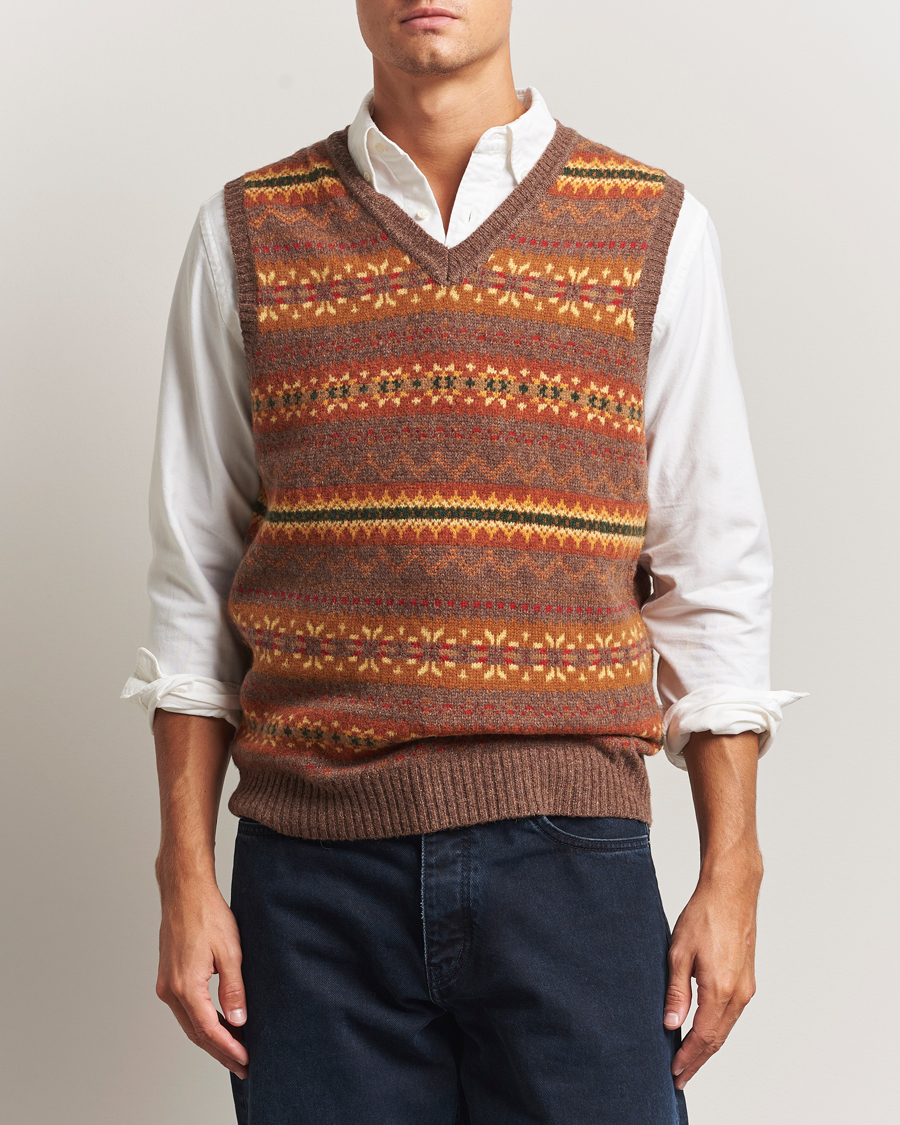 Hombres | Jerséis y prendas de punto | BEAMS PLUS | Fairisle Knit Vest Light Brown
