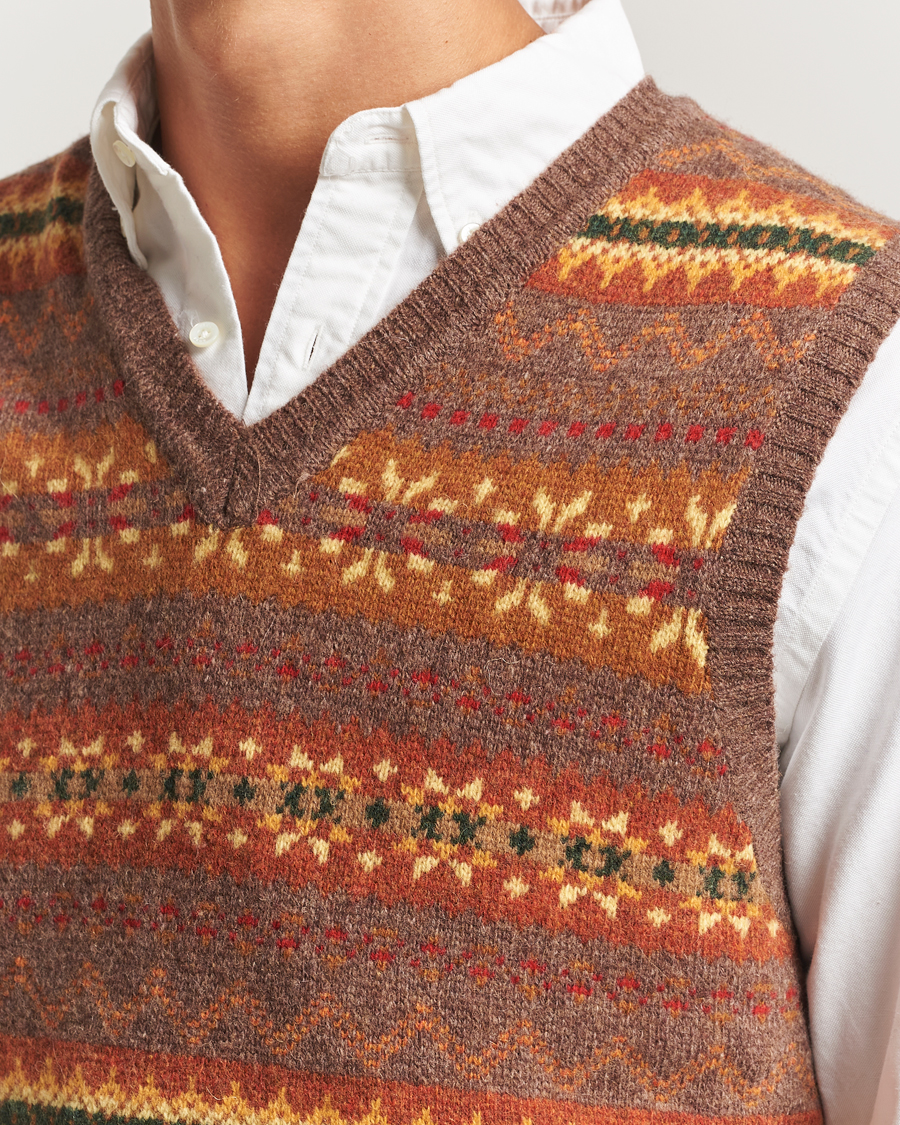 Hombres | Jerséis y prendas de punto | BEAMS PLUS | Fairisle Knit Vest Light Brown