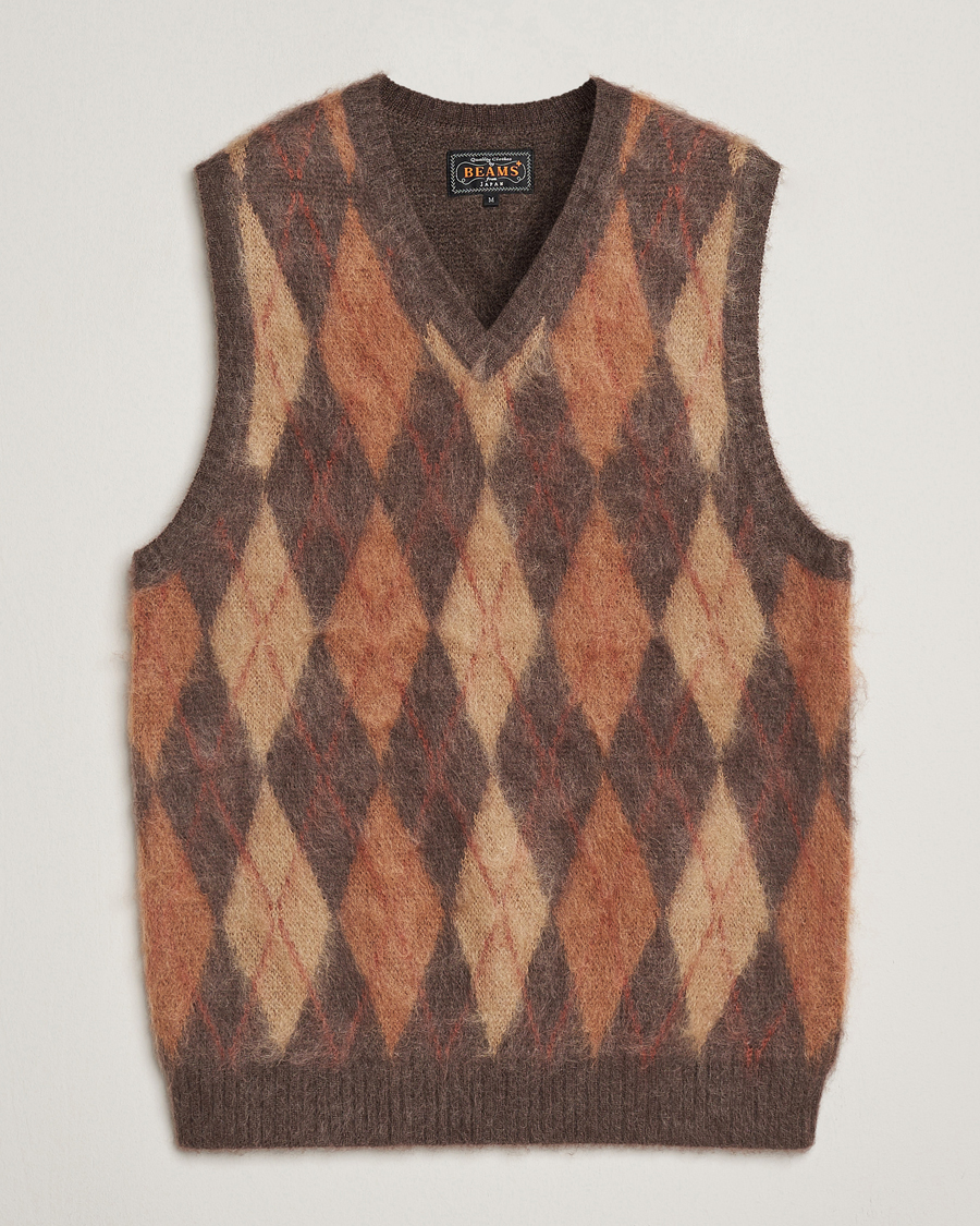 Hombres | Jerséis y prendas de punto | BEAMS PLUS | Mohair Knit Vest Brown