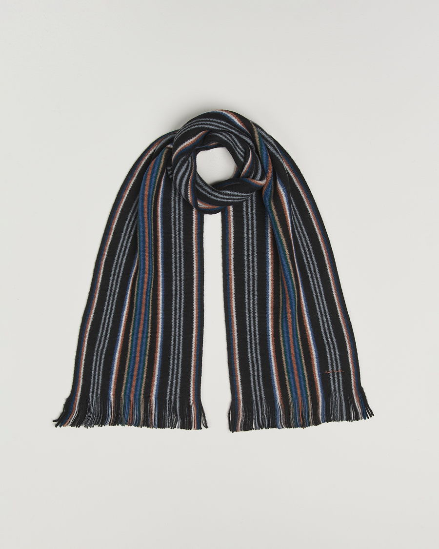 Hombres | Paul Smith Merino Wool Striped Scarf Black Multi | Paul Smith | Merino Wool Striped Scarf Black Multi