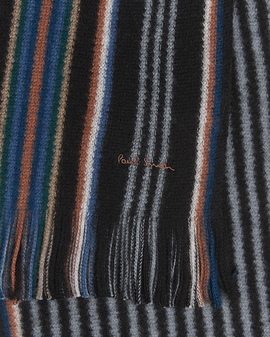 Hombres | Paul Smith Merino Wool Striped Scarf Black Multi | Paul Smith | Merino Wool Striped Scarf Black Multi