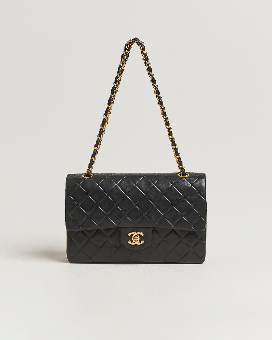 Hombres | Chanel Pre-Owned Classic Double Flap Medium Black | Chanel Pre-Owned | Classic Double Flap Medium Black