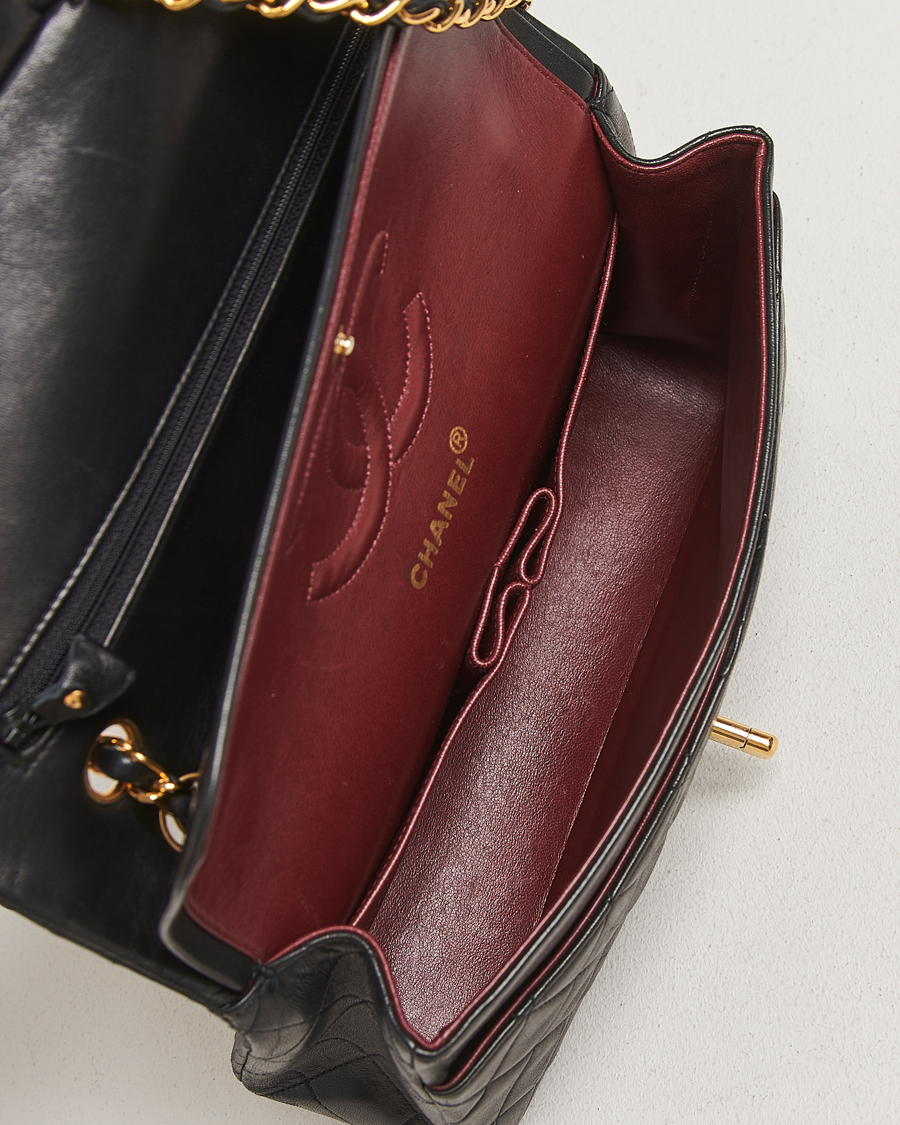 Hombres | Chanel Pre-Owned Classic Double Flap Medium Black | Chanel Pre-Owned | Classic Double Flap Medium Black