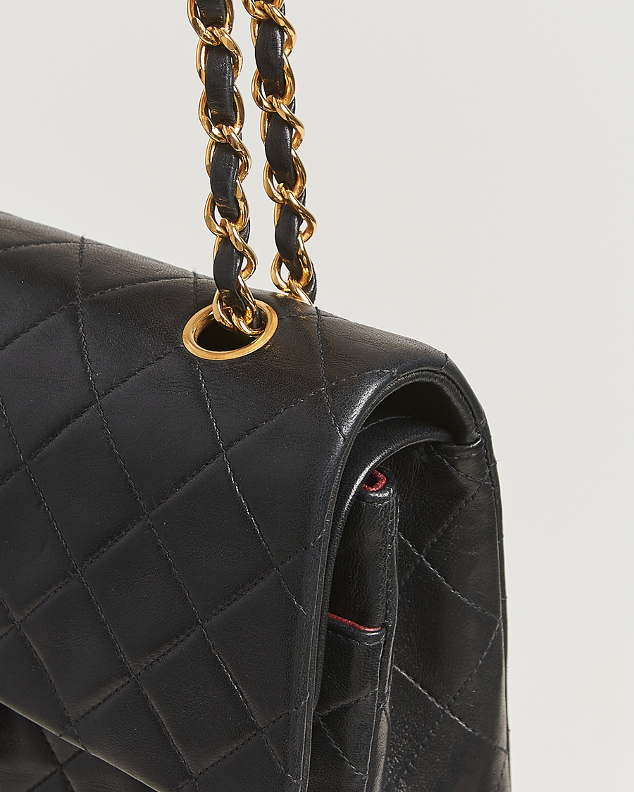 Hombres | Chanel Pre-Owned Classic Double Flap Medium Black | Chanel Pre-Owned | Classic Double Flap Medium Black