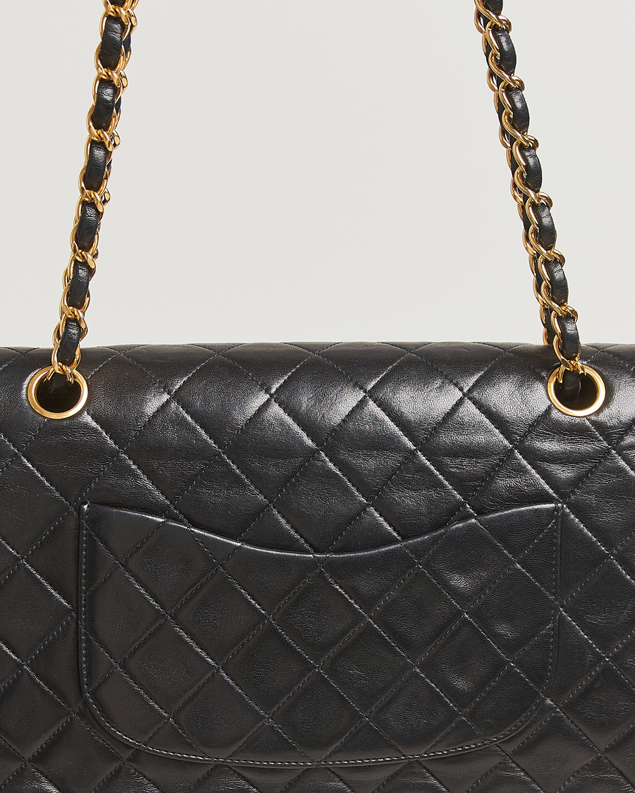 Hombres | Chanel Pre-Owned Classic Double Flap Medium Black | Chanel Pre-Owned | Classic Double Flap Medium Black