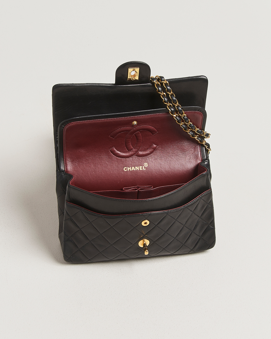 Hombres | Chanel Pre-Owned Classic Double Flap Medium Black | Chanel Pre-Owned | Classic Double Flap Medium Black