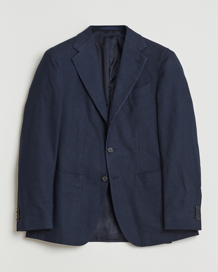 Hombres | Blazers | Caruso | Aida Brushed Cotton Blazer Navy Check