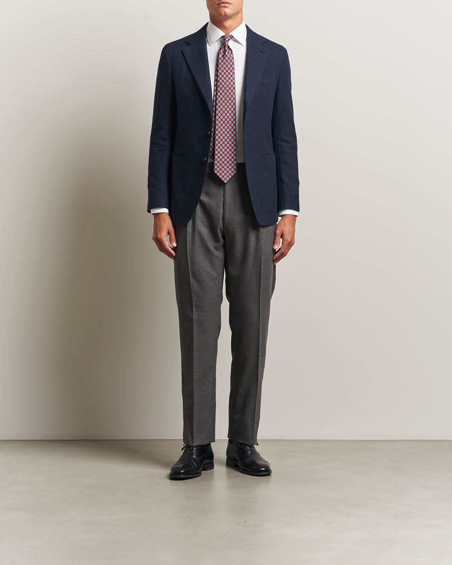 Hombres | Blazers | Caruso | Aida Brushed Cotton Blazer Navy Check