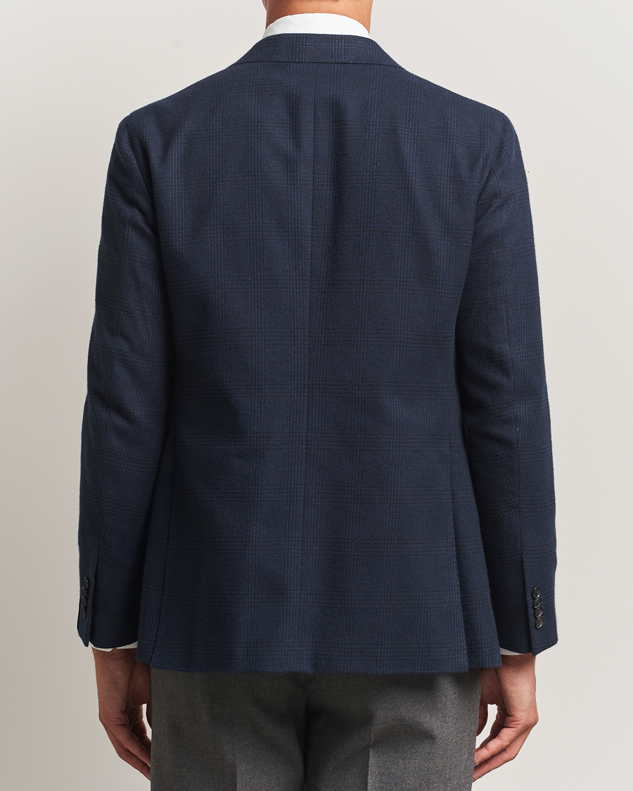 Hombres | Blazers | Caruso | Aida Brushed Cotton Blazer Navy Check