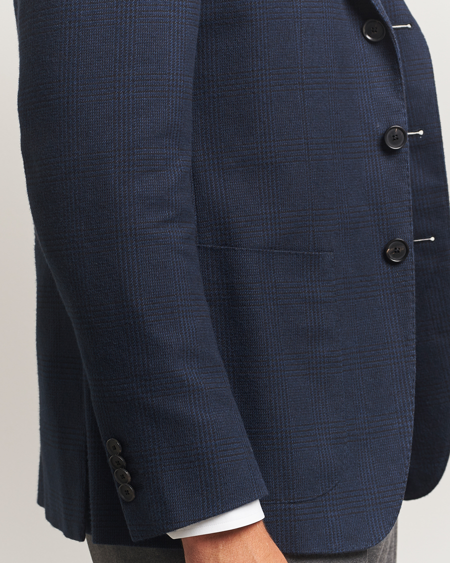 Hombres | Blazers | Caruso | Aida Brushed Cotton Blazer Navy Check