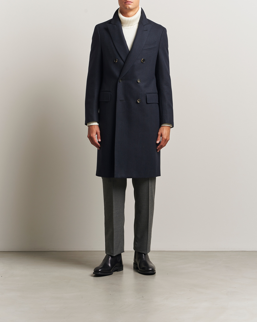 Hombres | Abrigos y chaquetas | Caruso | Aida Double Breasted Wool Coat Navy