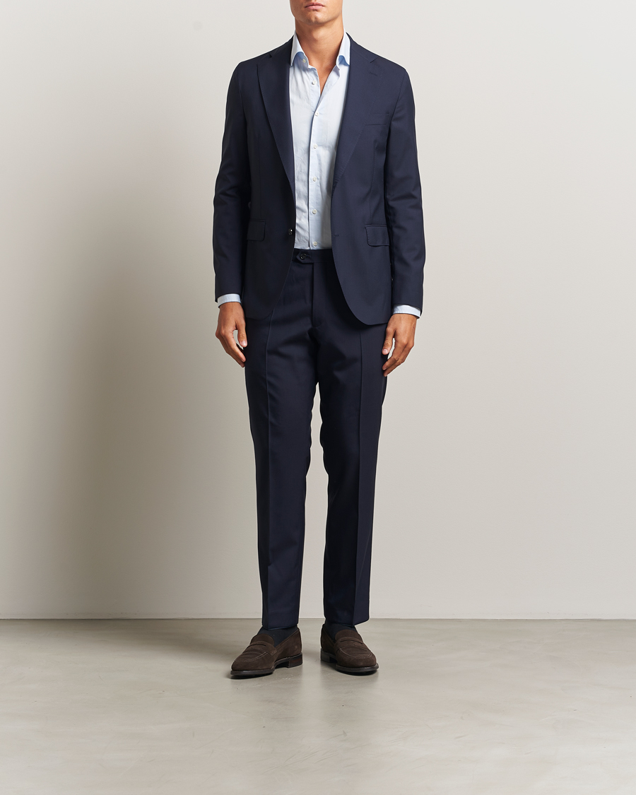 Hombres | Pantalones | Oscar Jacobson | Dandy Wool Trousers Blue