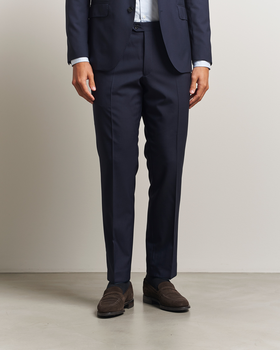 Hombres | Pantalones | Oscar Jacobson | Dandy Wool Trousers Blue